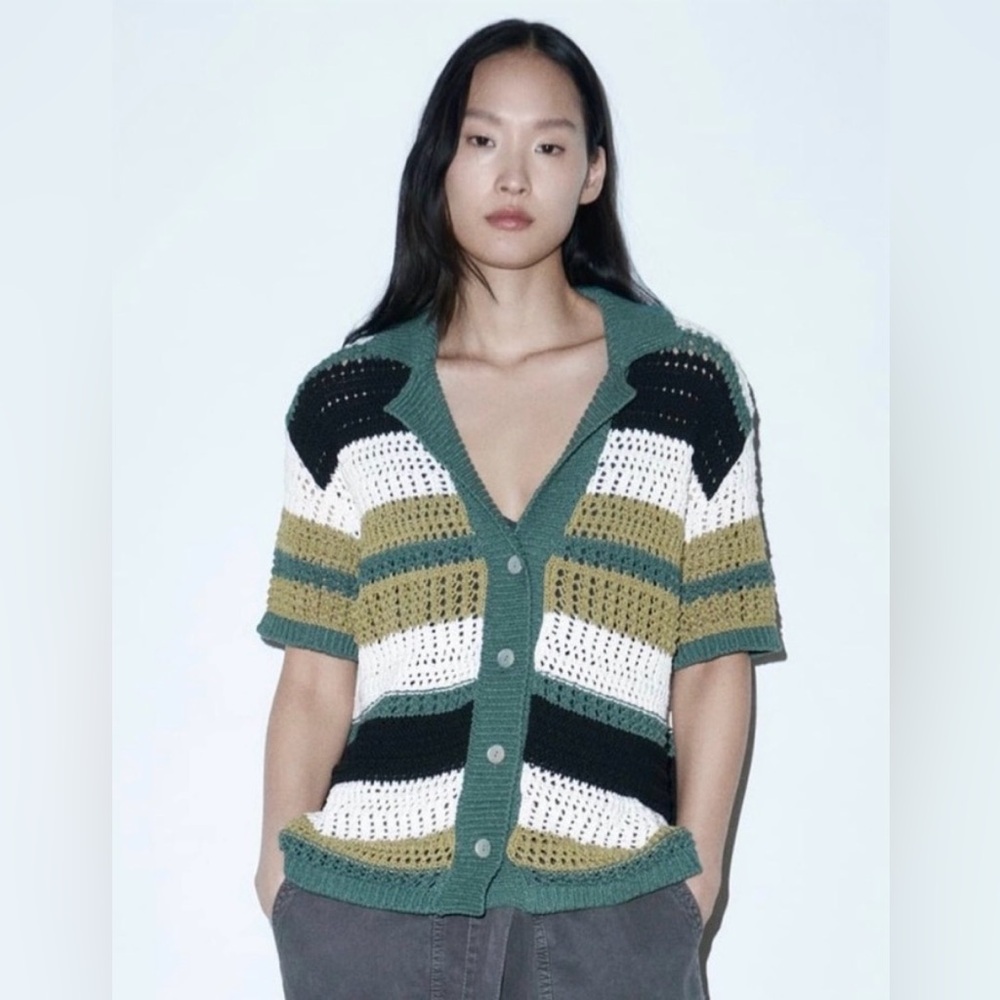 Zara Striped Knit Sweater Polo